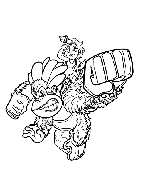 Donkey Kong Bananza kleurplaat 02 - gratis printable om te printen