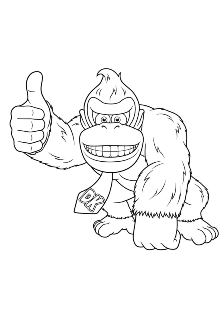 Donkey Kong Bananza kleurplaat 05 - gratis printable om te printen