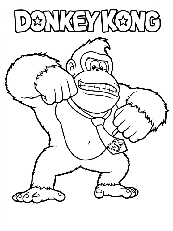 Donkey Kong Bananza kleurplaat 06 - gratis printable om te printen