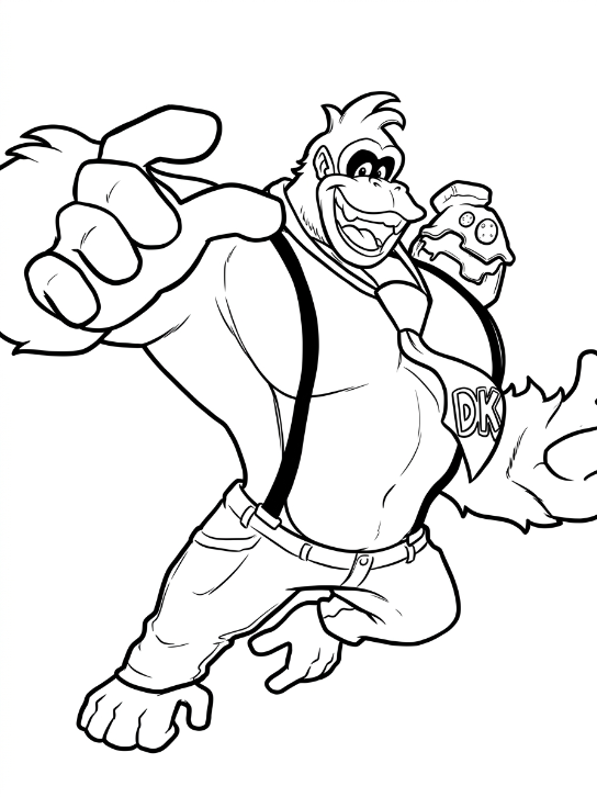 Donkey Kong Bananza kleurplaat 07 - gratis printable om te printen