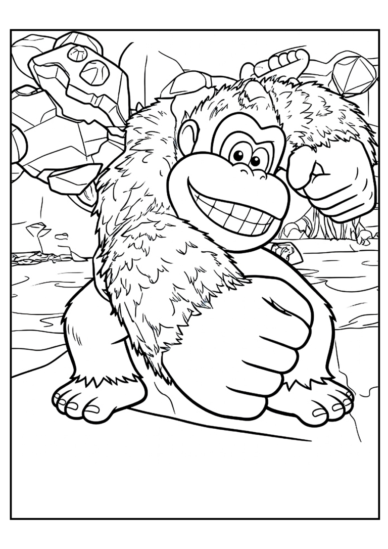 Donkey Kong Bananza kleurplaat 09 - gratis printable om te printen