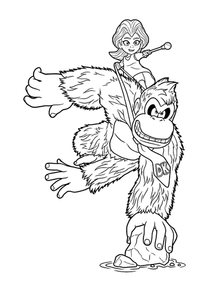 Donkey Kong Bananza kleurplaat 10 - gratis printable om te printen
