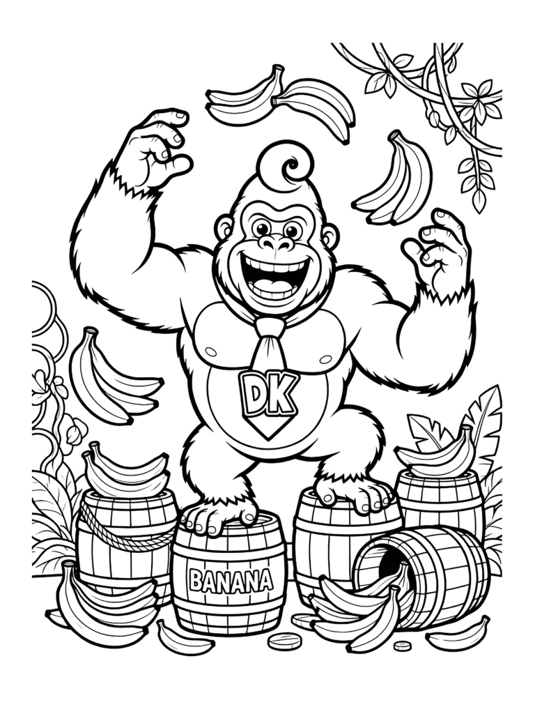 Donkey Kong Bananza kleurplaat 13 - gratis printable om te printen