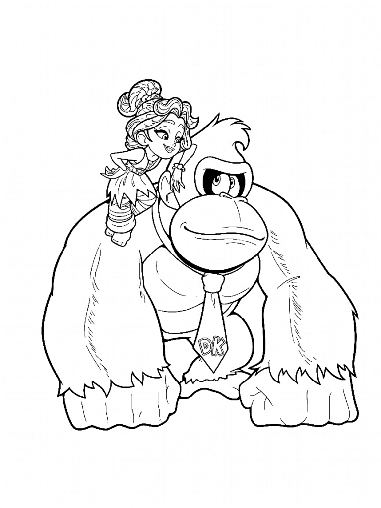 Donkey Kong Bananza kleurplaat 14 - gratis printable om te printen