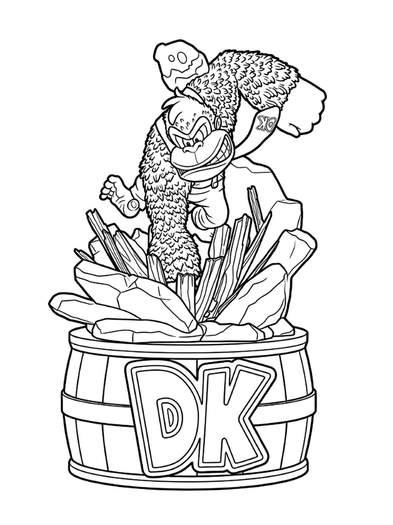 Donkey Kong Bananza kleurplaat 15 - gratis printable om te printen