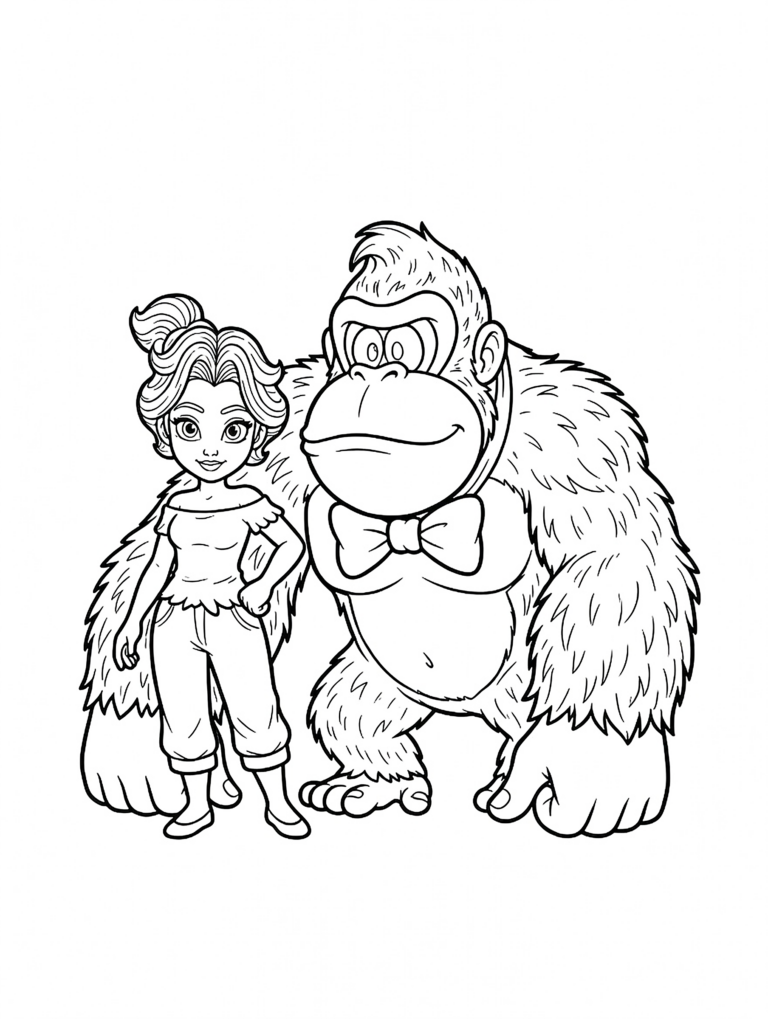 Donkey Kong Bananza kleurplaat 16 - gratis printable om te printen