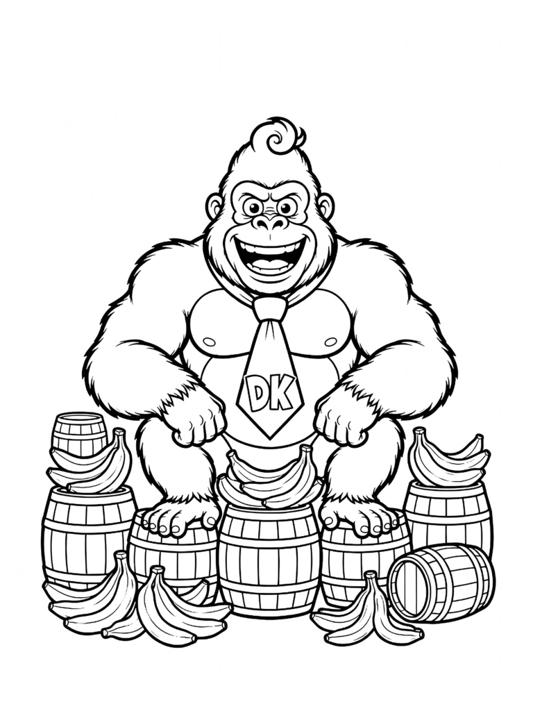 Donkey Kong Bananza kleurplaat 17 - gratis printable om te printen