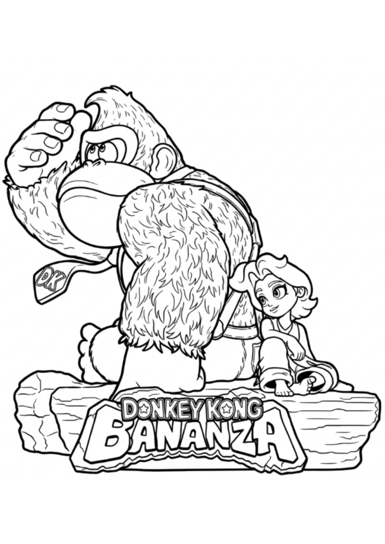 Donkey Kong Bananza kleurplaat 18 - gratis printable om te printen