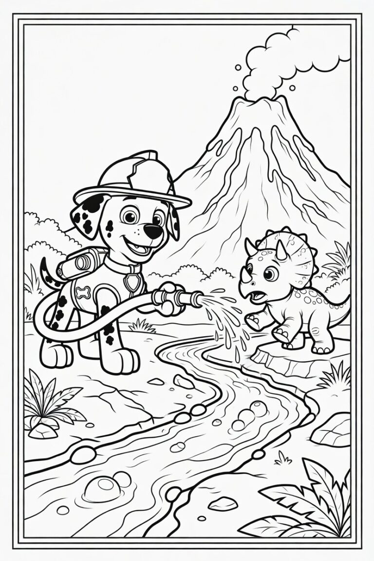 Paw Patrol dinosaurus kleurplaat 18 - gratis printable om te printen