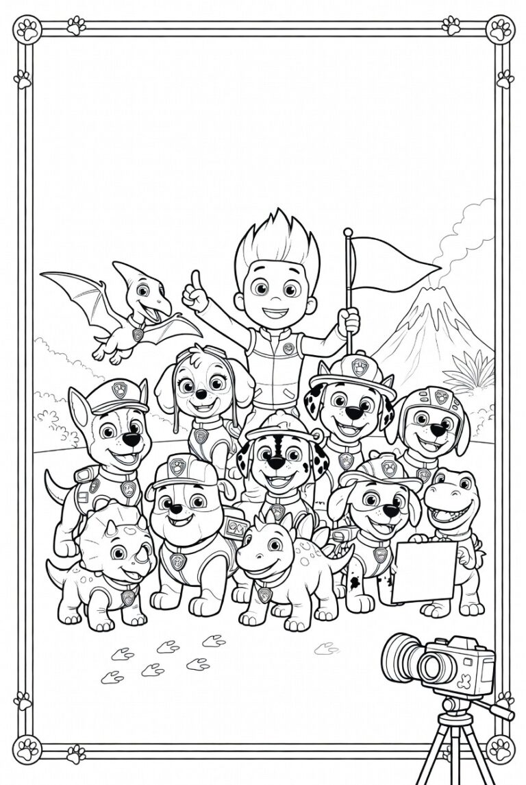 Paw Patrol dinosaurus kleurplaat 22 - gratis printable om te printen