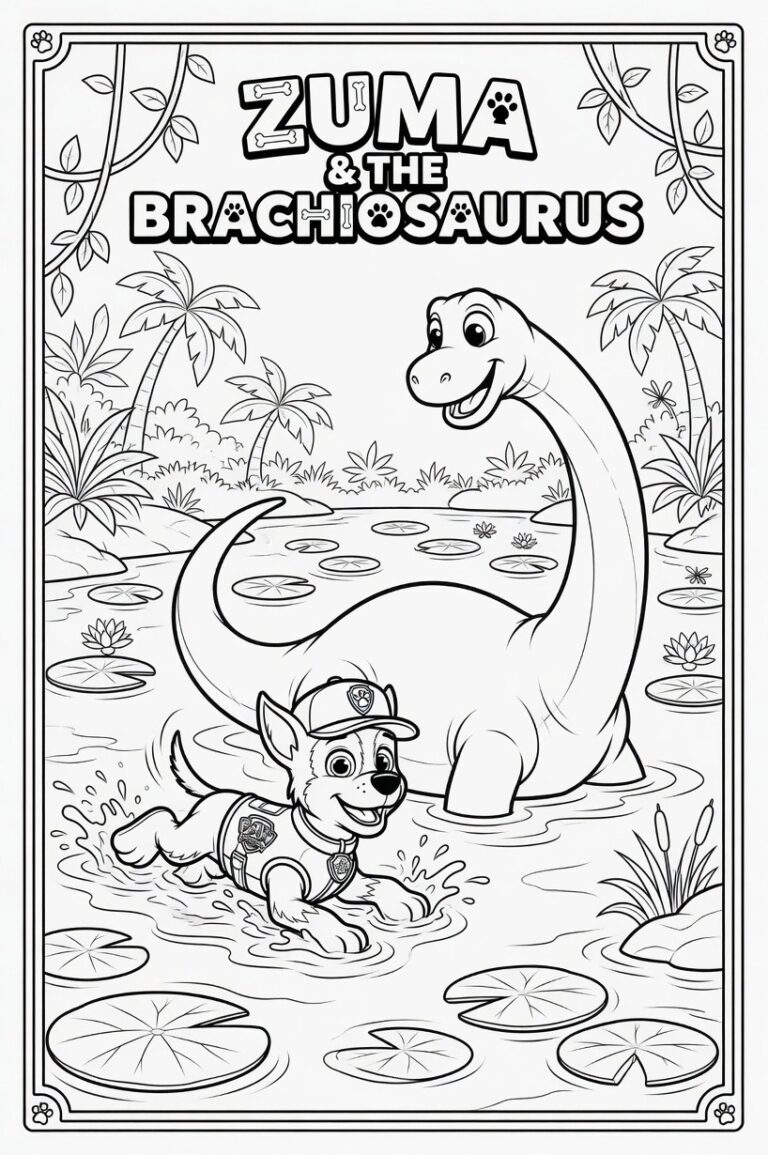 Paw Patrol dinosaurus kleurplaat 27 - gratis printable om te printen