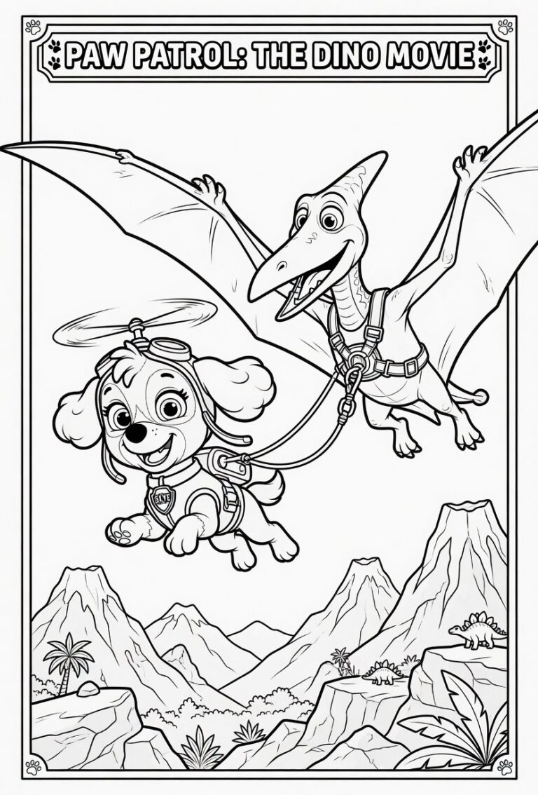 Paw Patrol dinosaurus kleurplaat 29 - gratis printable om te printen