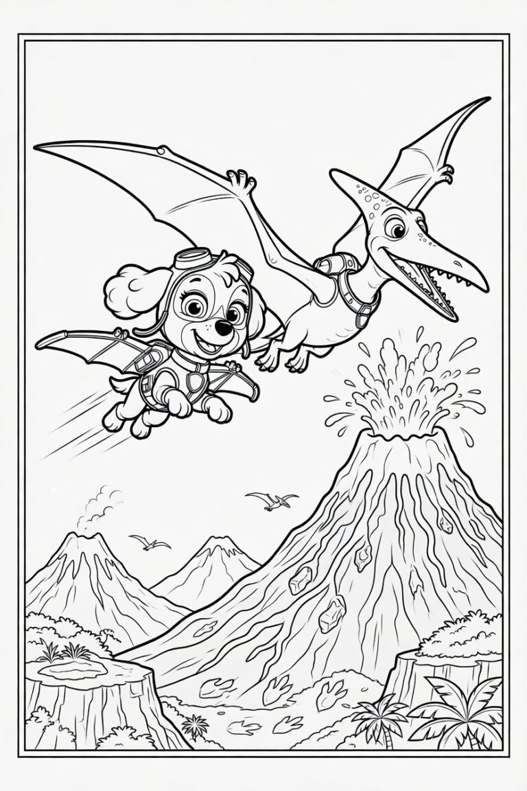 Paw Patrol dinosaurus kleurplaat 33 - gratis printable om te printen