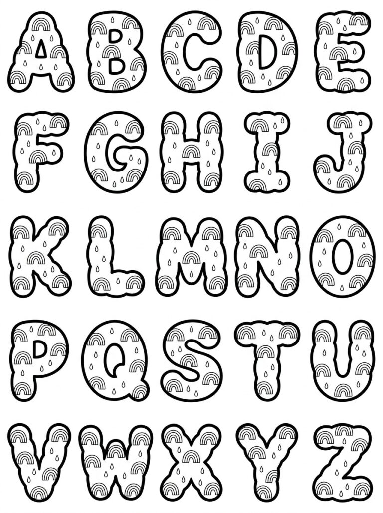 Alfabet kleurplaat 04 - gratis printable om te printen