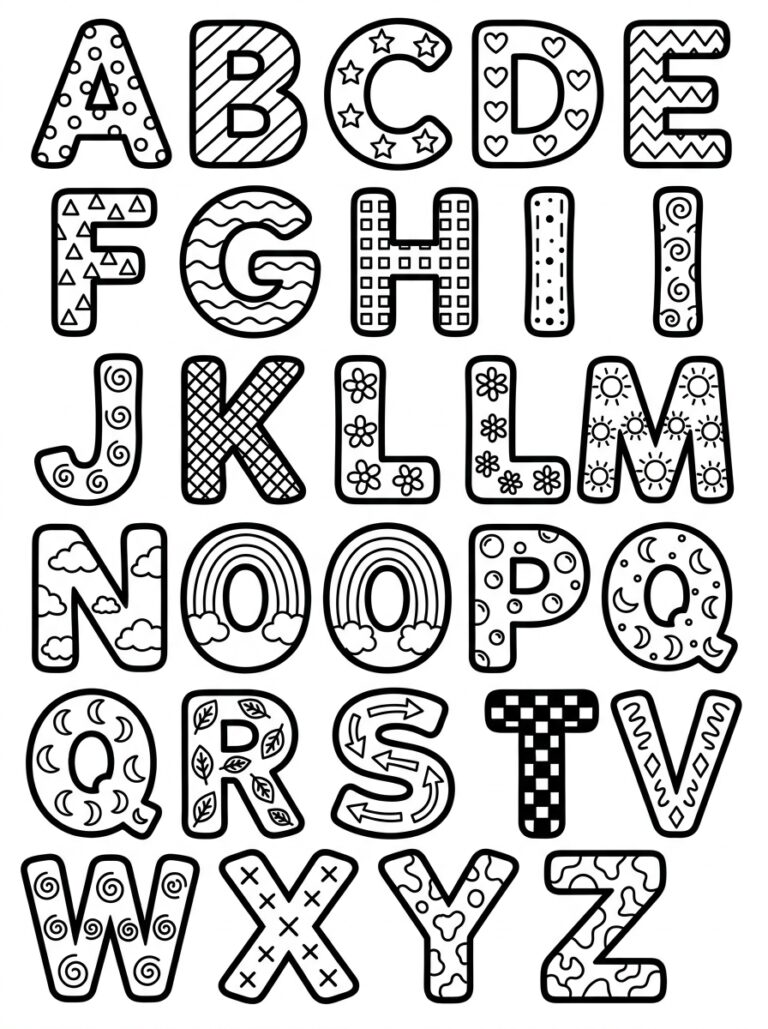 Alfabet kleurplaat 09 - gratis printable om te printen