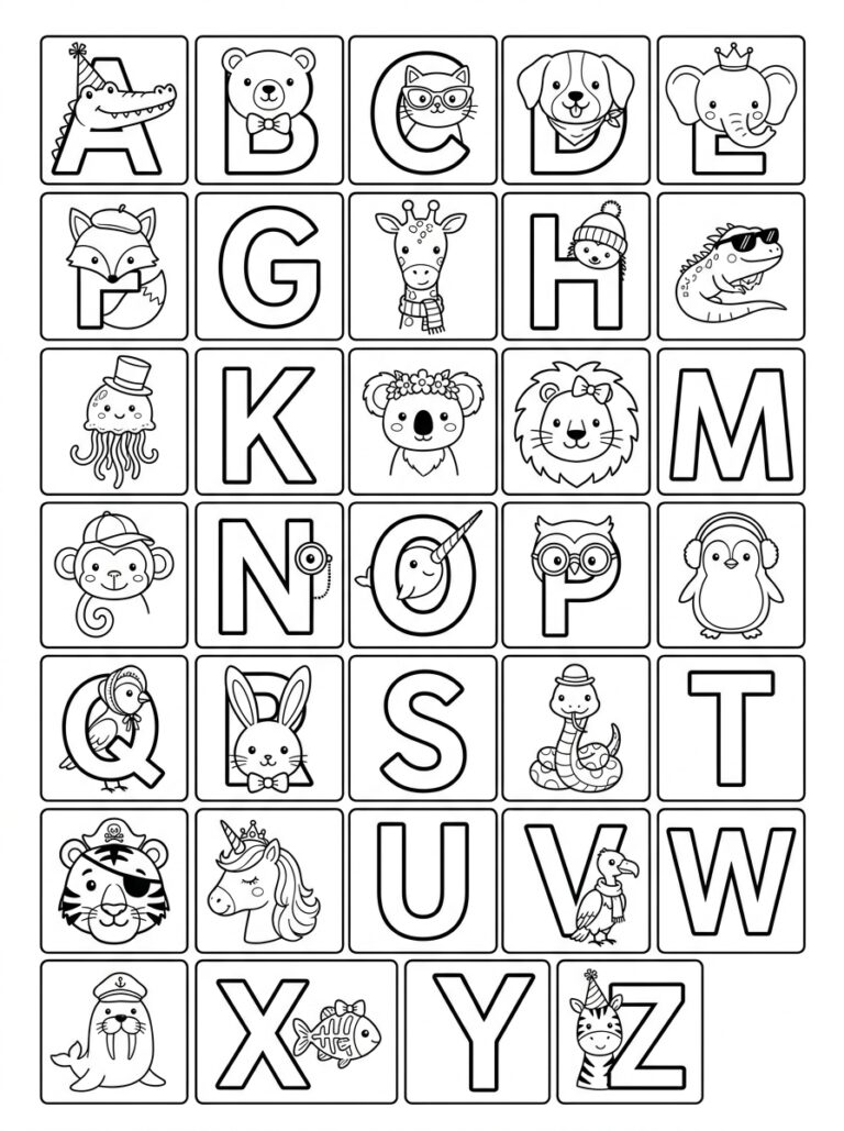 Alfabet kleurplaat 10 - gratis printable om te printen
