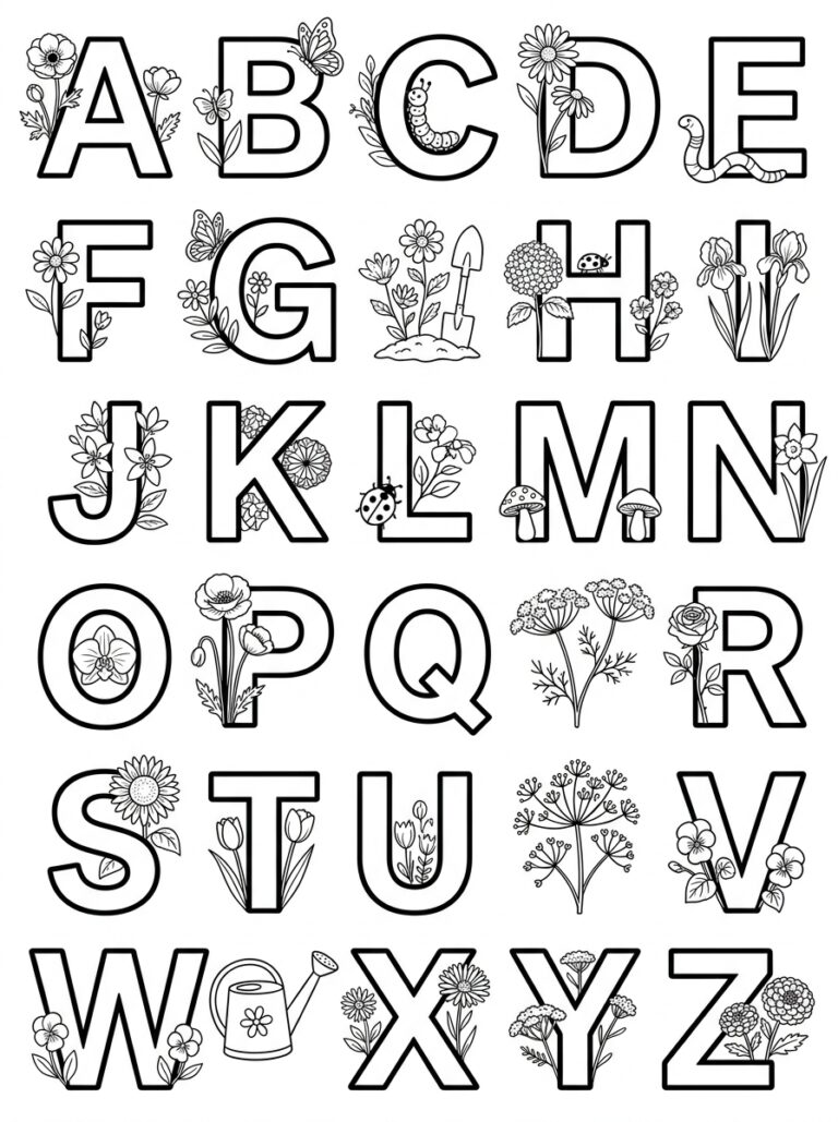 Alfabet kleurplaat 12 - gratis printable om te printen