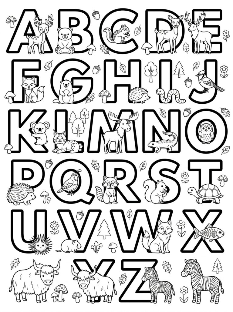Alfabet kleurplaat 15 - gratis printable om te printen