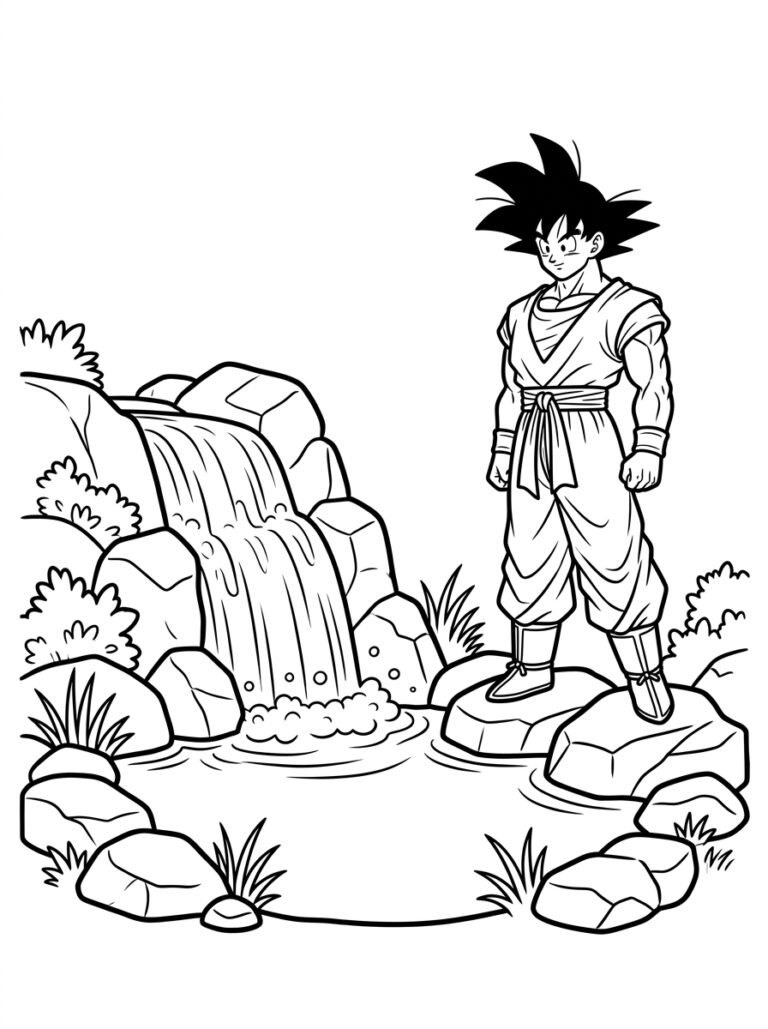 Goku kleurplaat 02 - gratis printable om te printen
