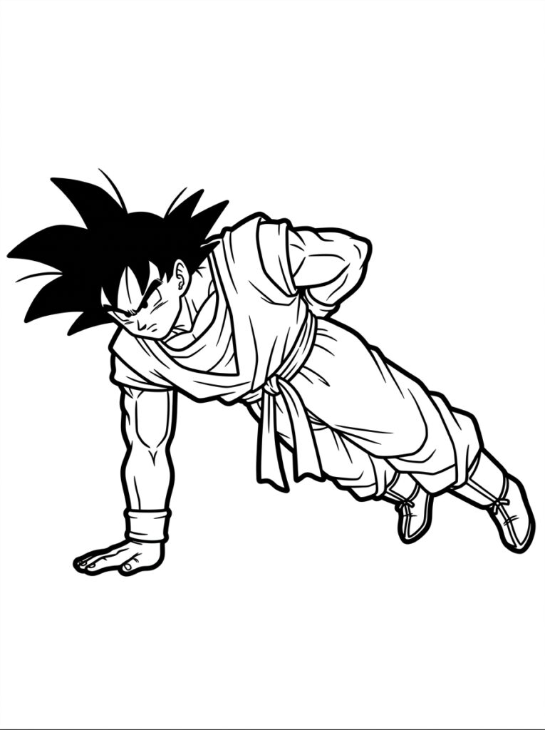 Goku kleurplaat 03 - gratis printable om te printen