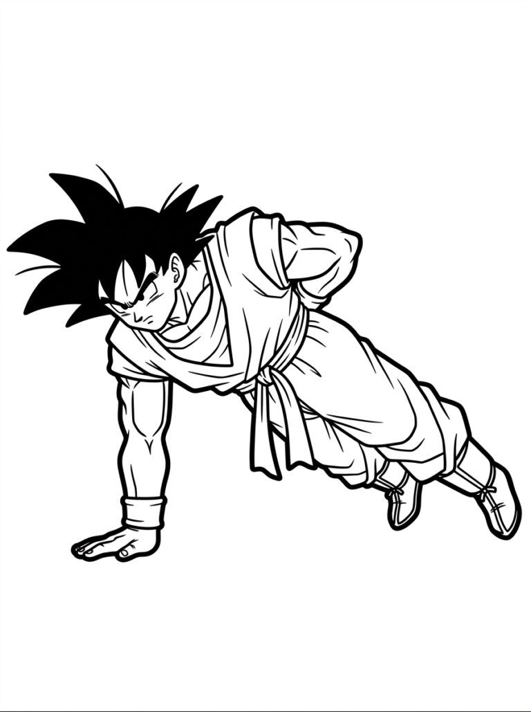 Goku kleurplaat 03 - gratis printable om te printen