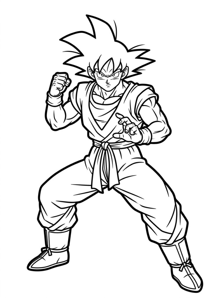 Goku kleurplaat 04 - gratis printable om te printen