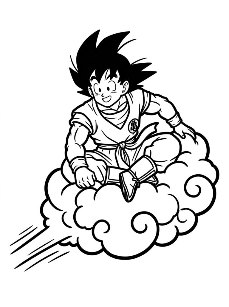 Goku kleurplaat 06 - gratis printable om te printen