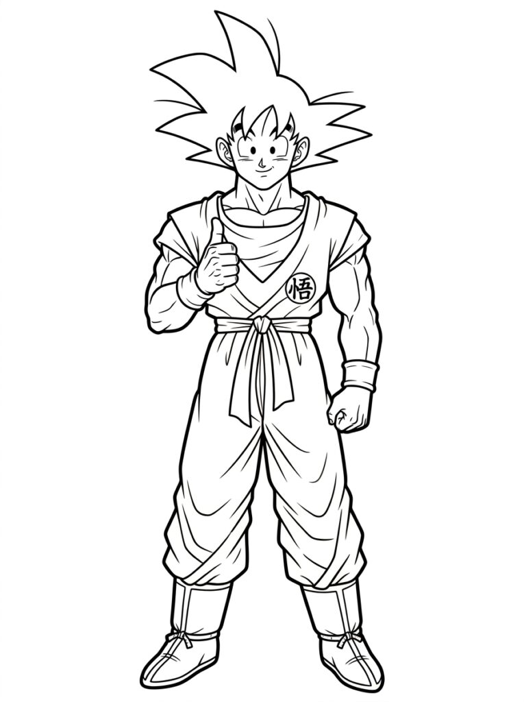Goku kleurplaat 07 - gratis printable om te printen