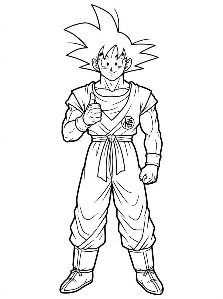 Goku kleurplaat 07 - gratis printable om te printen