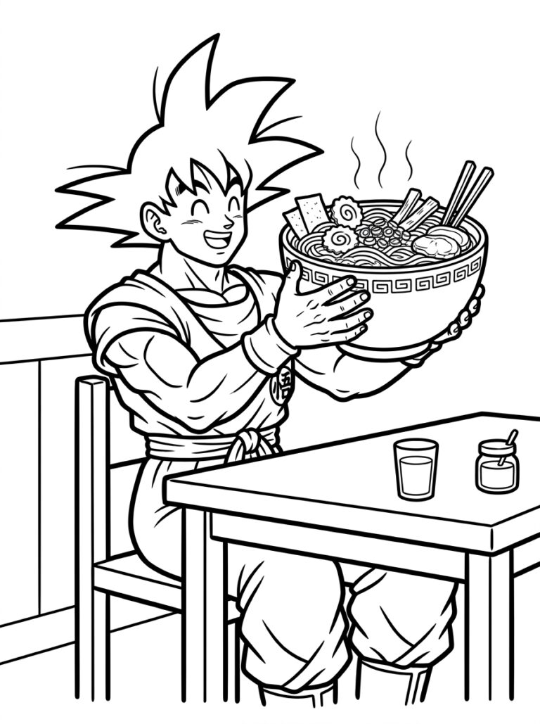 Goku kleurplaat 08 - gratis printable om te printen