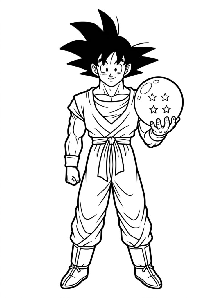 Goku kleurplaat 09 - gratis printable om te printen