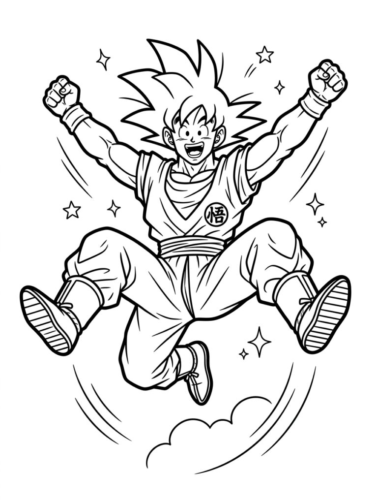 Goku kleurplaat 12 - gratis printable om te printen