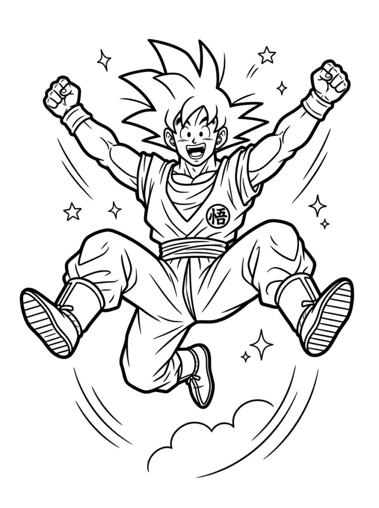 Goku kleurplaat 12 - gratis printable om te printen