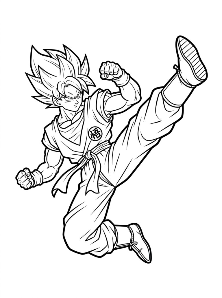 Goku kleurplaat 14 - gratis printable om te printen