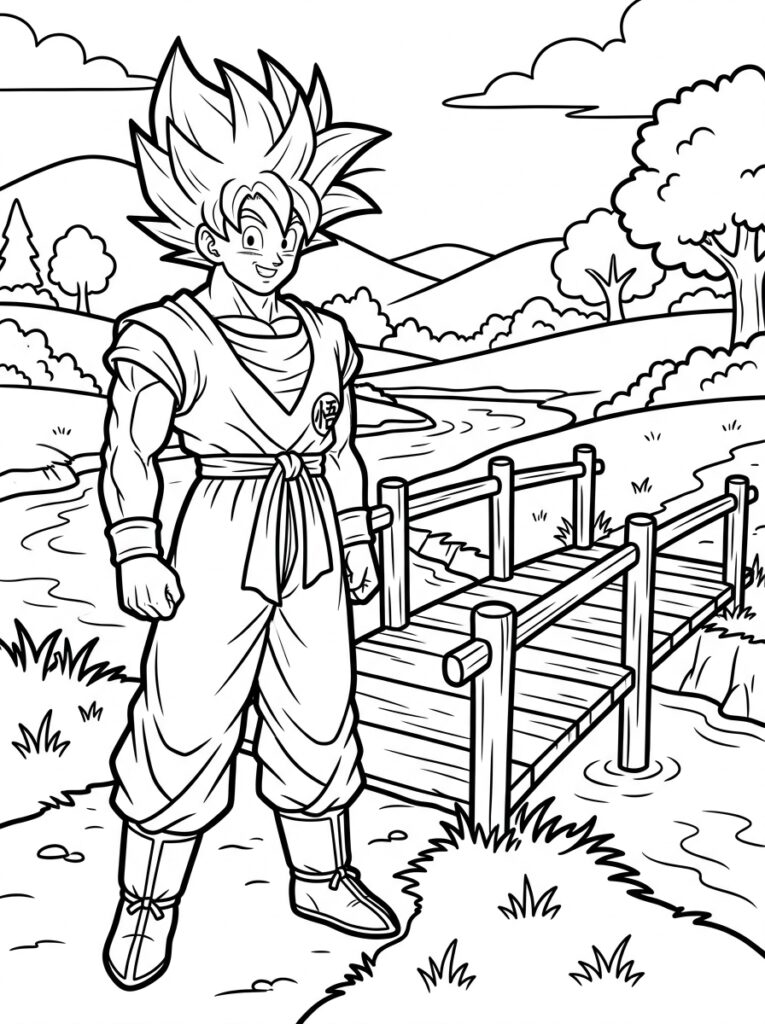 Goku kleurplaat 15 - gratis printable om te printen