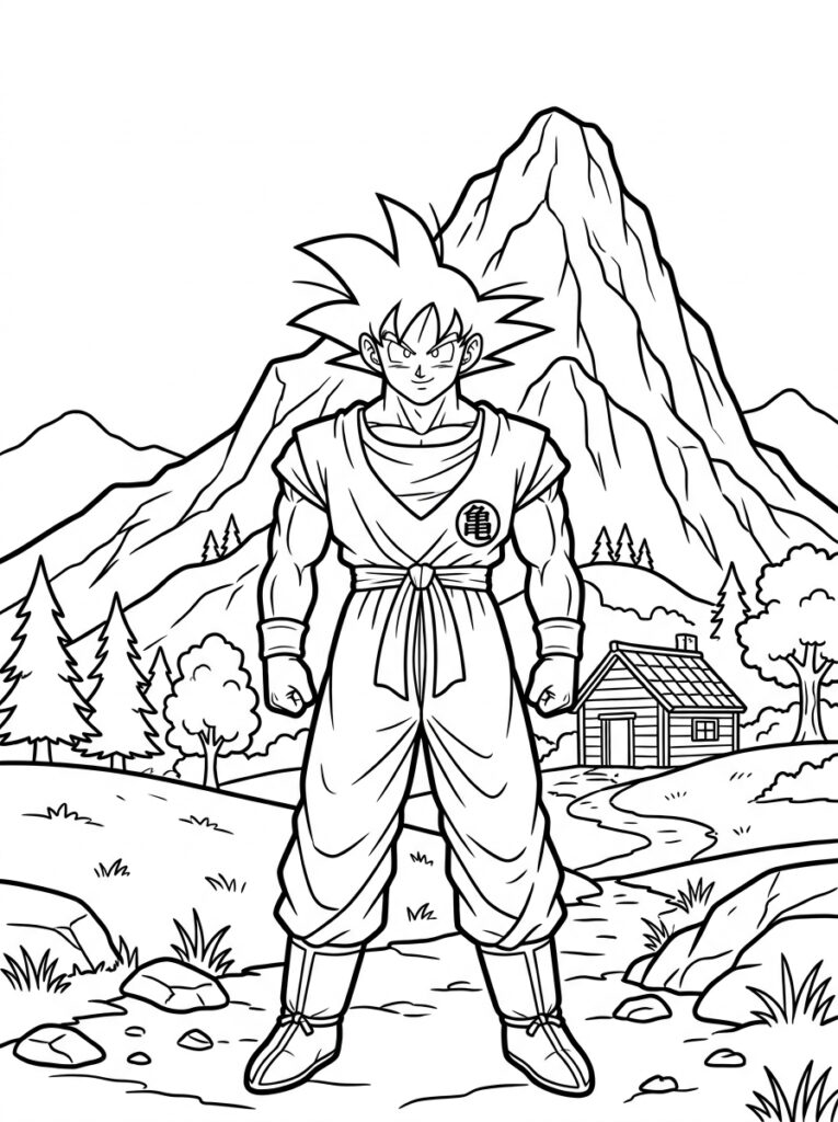 Goku kleurplaat 25 - gratis printable om te printen