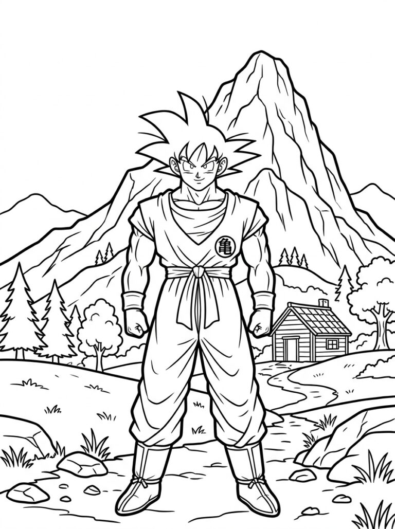 Goku kleurplaat 25 - gratis printable om te printen
