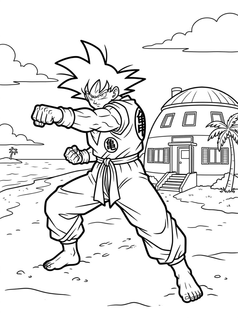 Goku kleurplaat 33 - gratis printable om te printen
