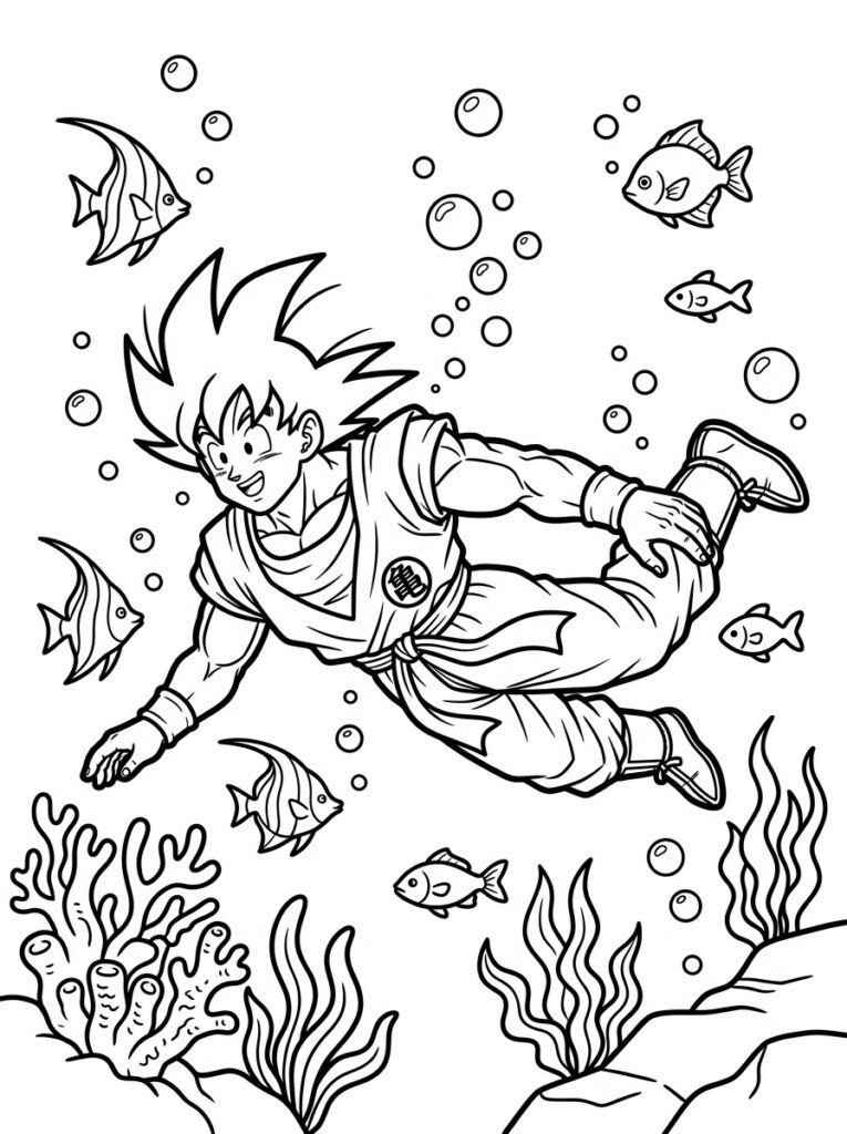 Goku kleurplaat 36 - gratis printable om te printen