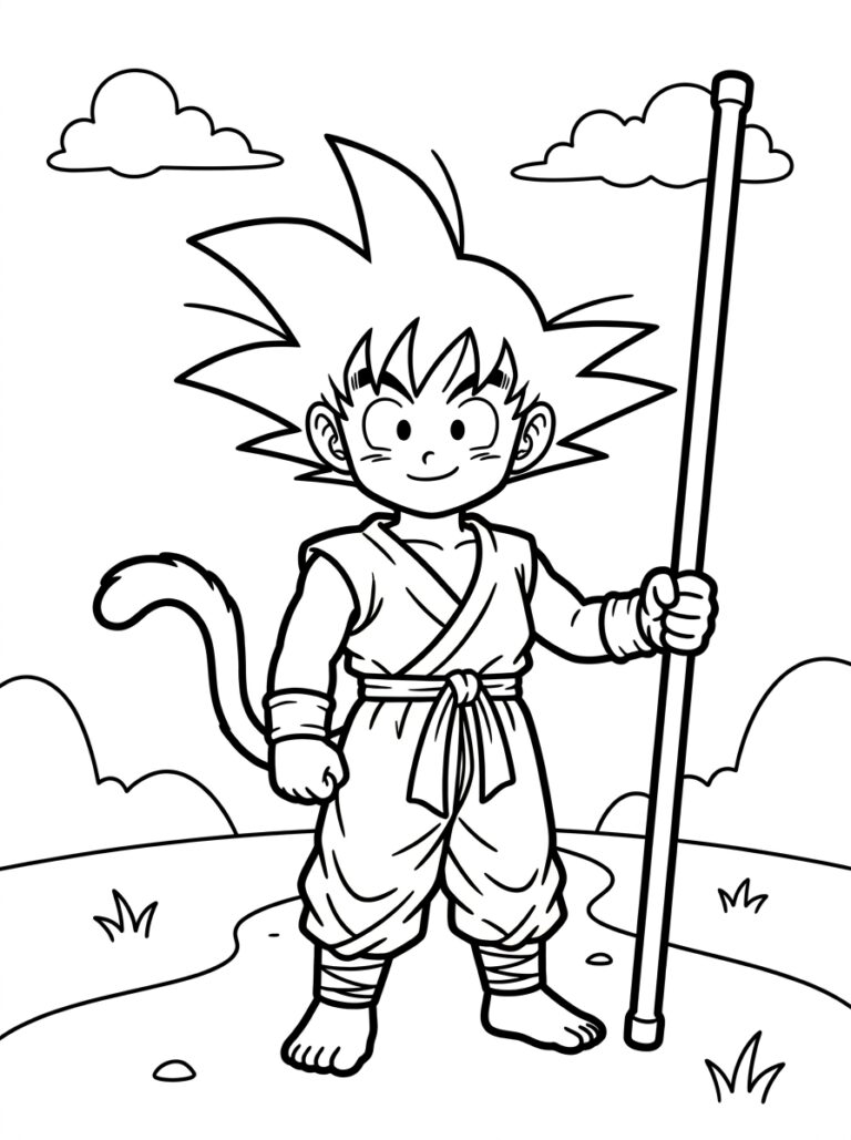 Goku kleurplaat 41 - gratis printable om te printen