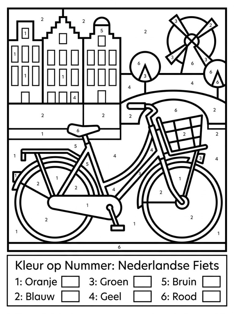 Kleuren op Nummer kleurplaat 04 - gratis printable om te printen