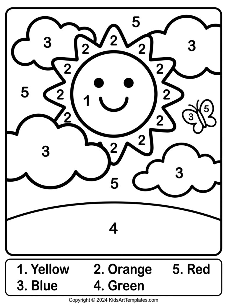 Kleuren op Nummer kleurplaat 06 - gratis printable om te printen