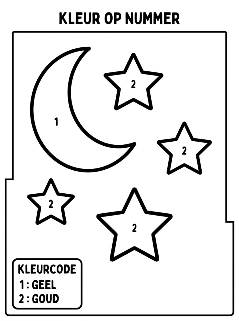 Kleuren op Nummer kleurplaat 07 - gratis printable om te printen