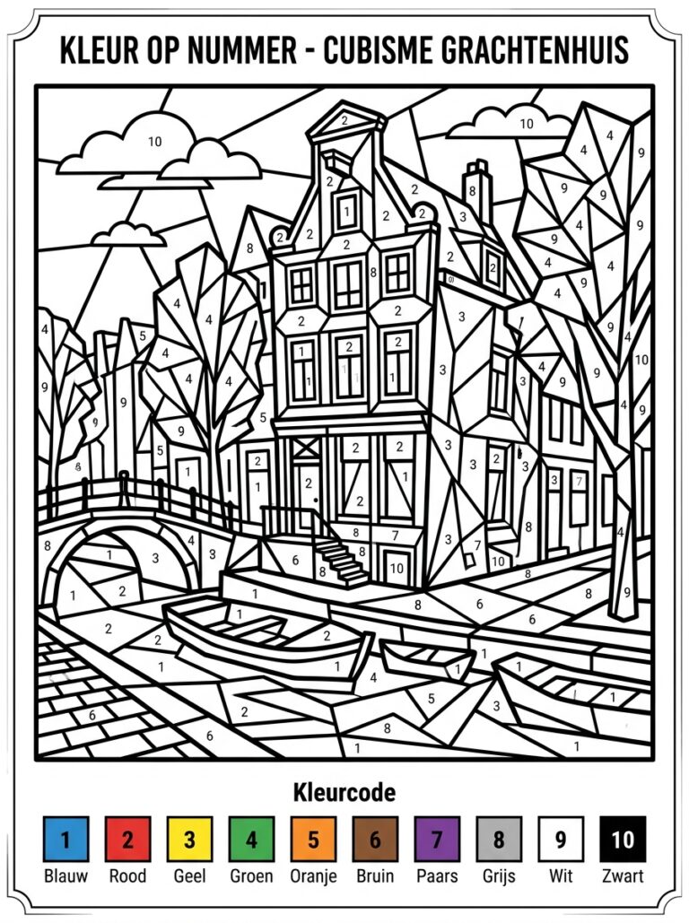 Kleuren op Nummer kleurplaat 08 - gratis printable om te printen