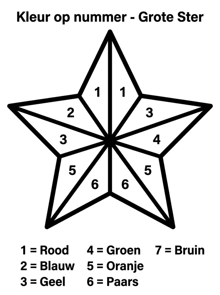 Kleuren op Nummer kleurplaat 09 - gratis printable om te printen