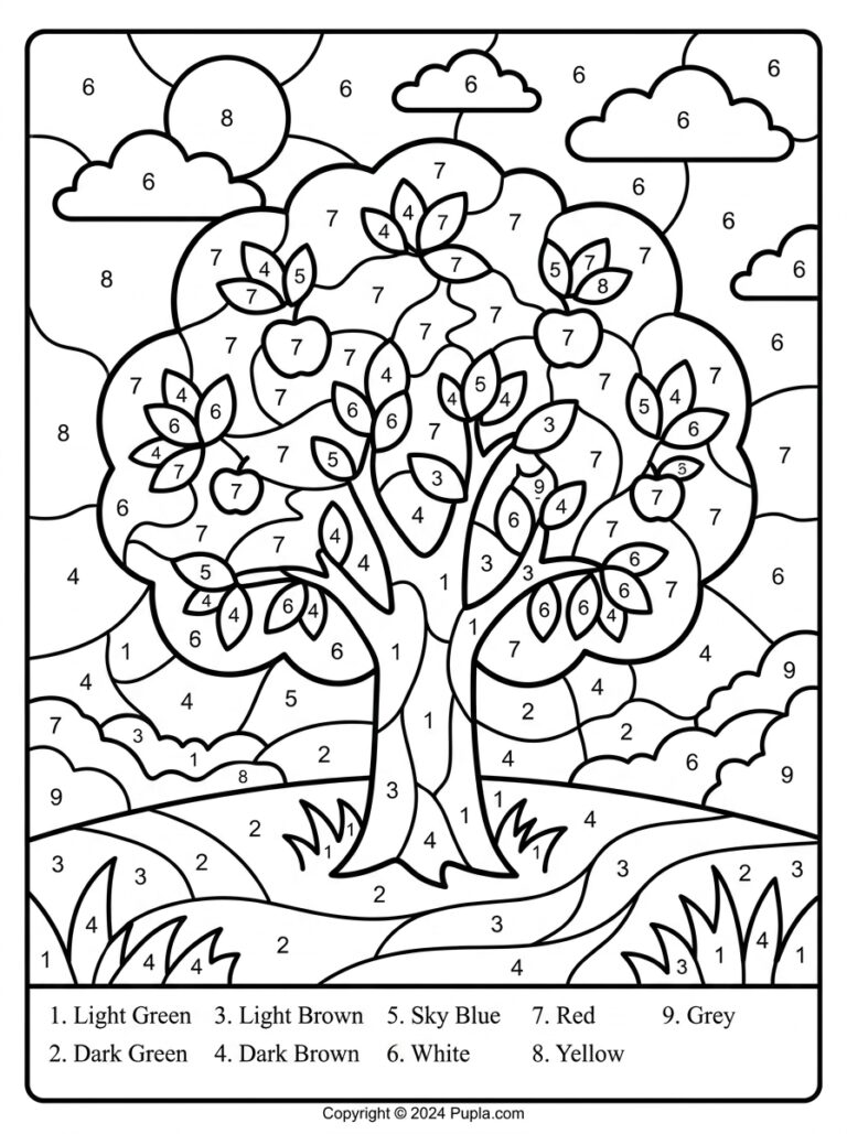 Kleuren op Nummer kleurplaat 10 - gratis printable om te printen