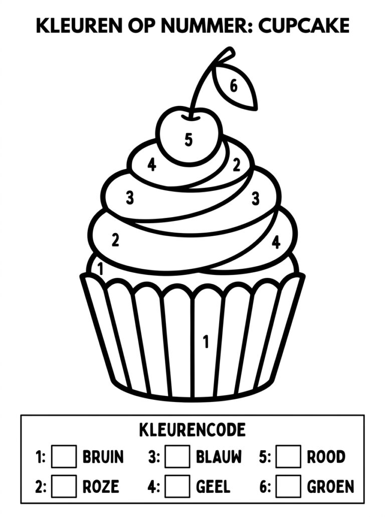 Kleuren op Nummer kleurplaat 12 - gratis printable om te printen