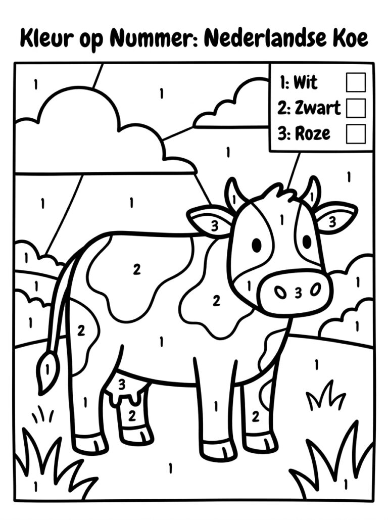 Kleuren op Nummer kleurplaat 14 - gratis printable om te printen