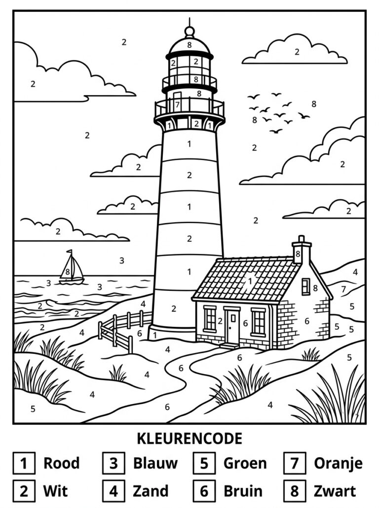 Kleuren op Nummer kleurplaat 15 - gratis printable om te printen