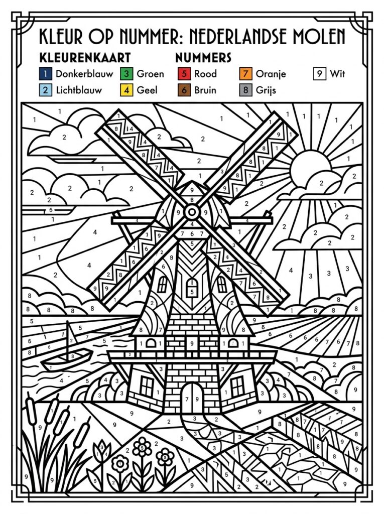 Kleuren op Nummer kleurplaat 17 - gratis printable om te printen